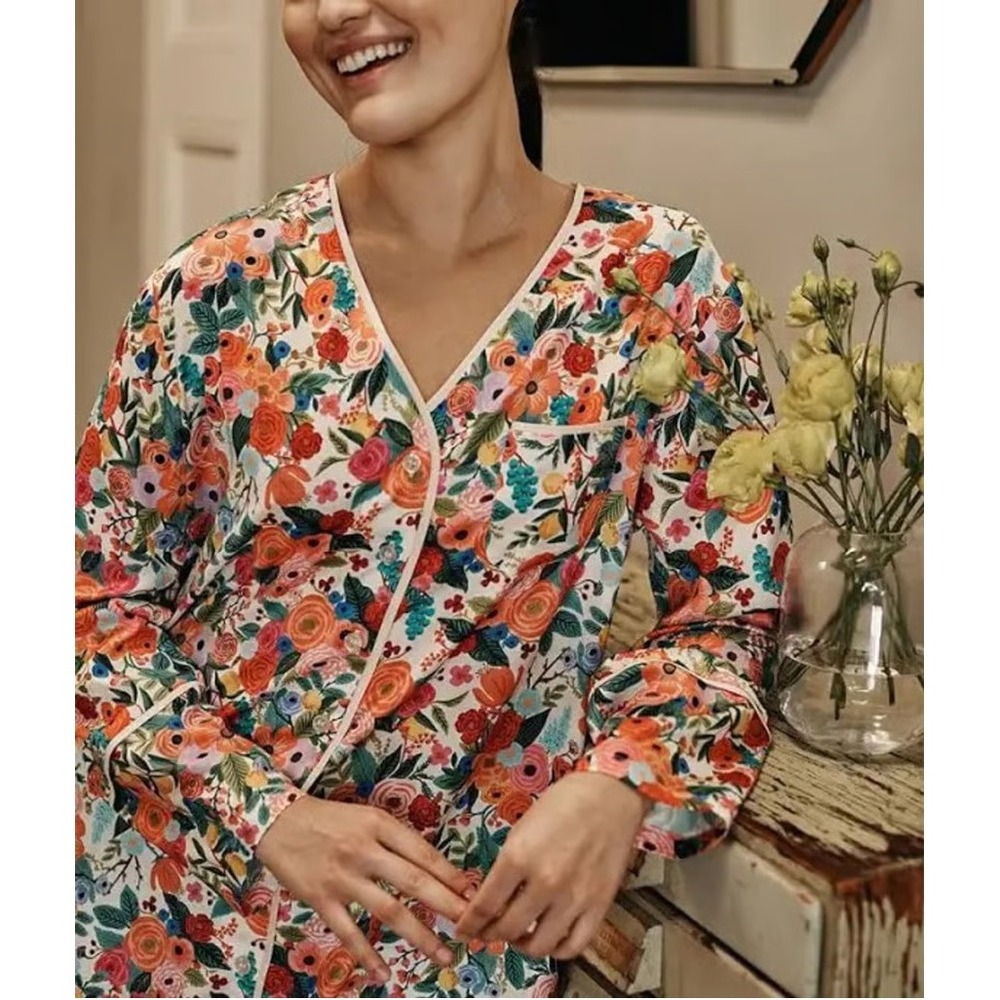 Rifle Paper Co. x Summersalt Garden Party Cloud 9 Sleep Shirt Dress Size XS - Picture 2 of 7